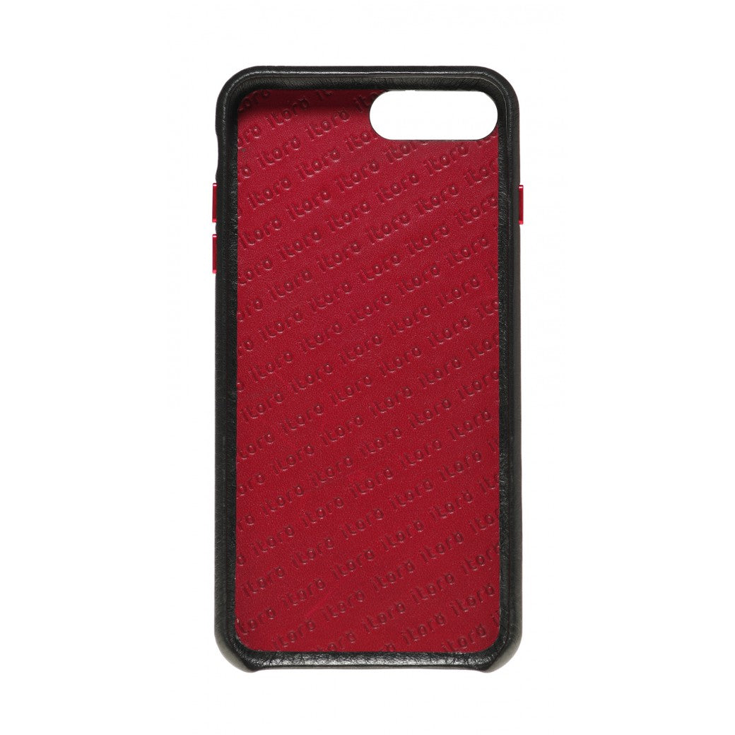 Hide n Go_ iPhone 7 / 8 Plus Italian Leather Case - Black(RED)