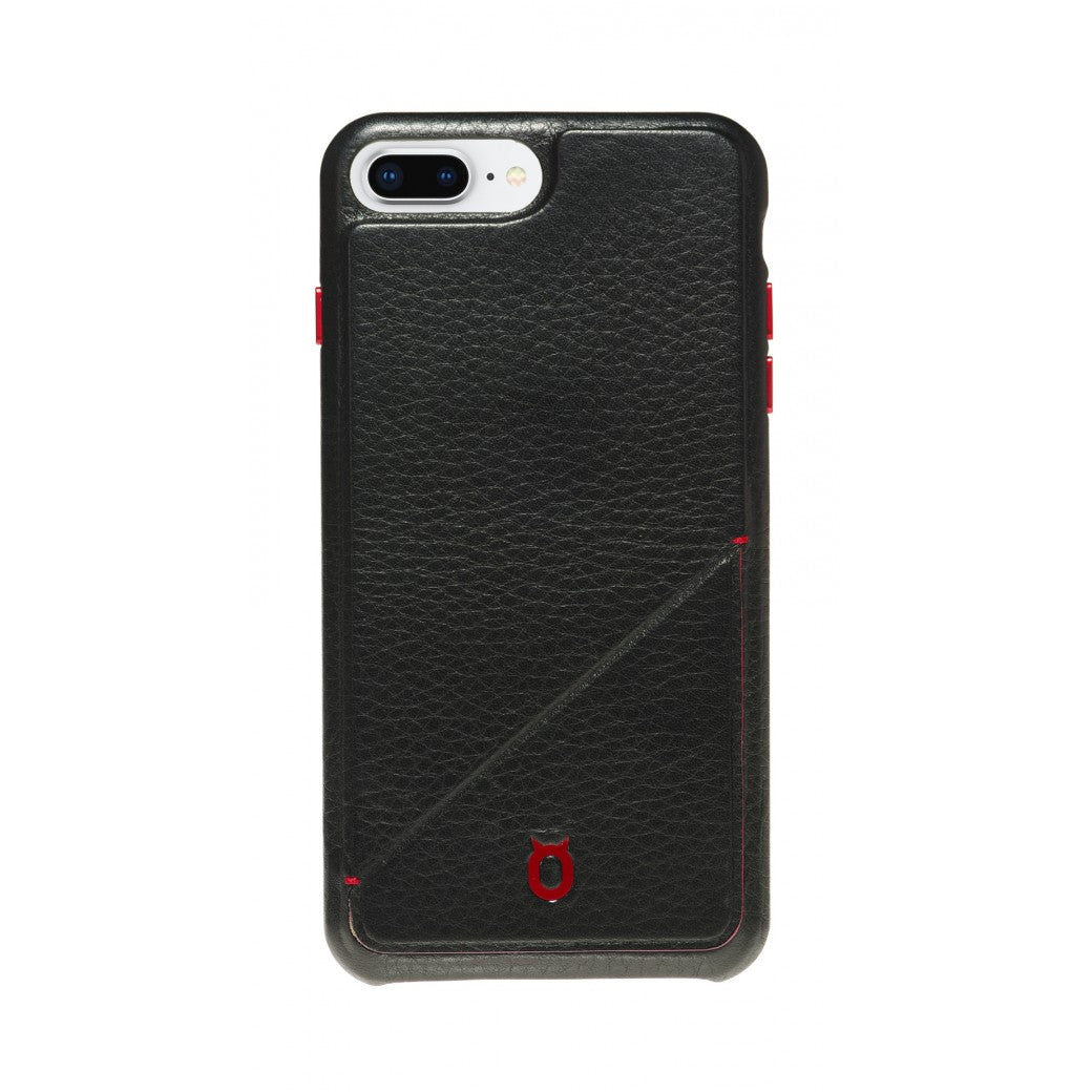 Hide n Go_ iPhone 7 / 8 Plus Italian Leather Case - Black(RED)