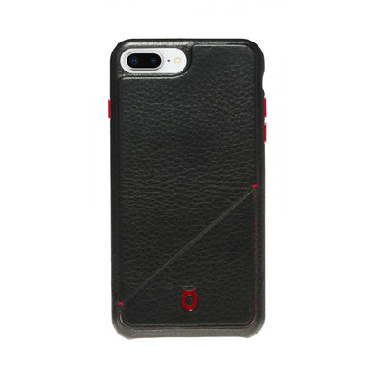 Hide n Go_ iPhone 7 / 8 Plus Italian Leather Case - Black(RED)