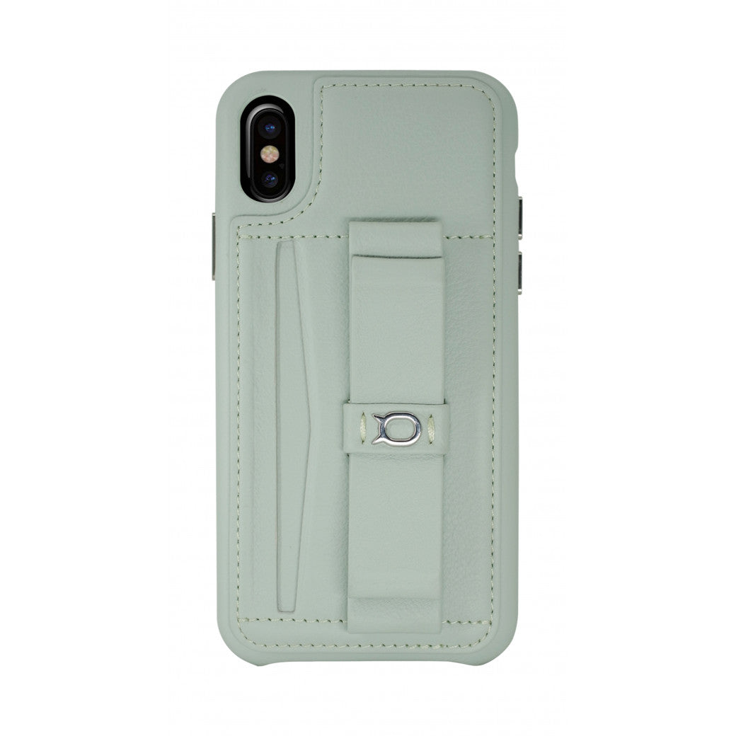Gorgeous Ribbon Case_iPhone X Italian Leather Case - Stylish Gray