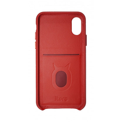 Gorgeous Ribbon Case_iPhone X Italian Leather Case - Fire Red