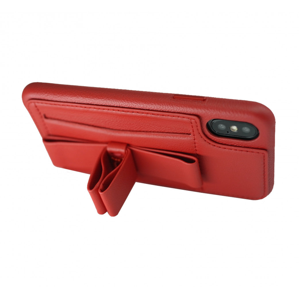 Gorgeous Ribbon Case_iPhone X Italian Leather Case - Fire Red