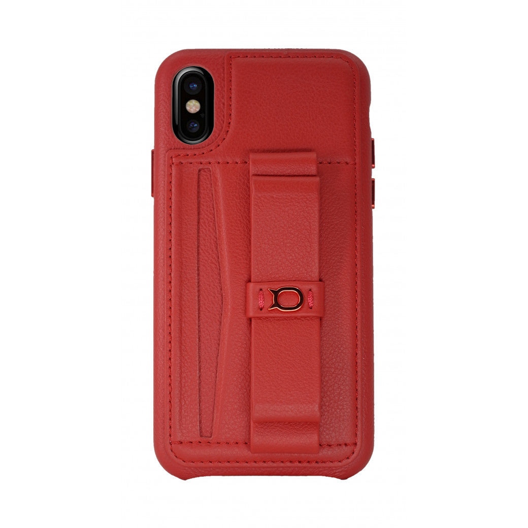 Gorgeous Ribbon Case_iPhone X Italian Leather Case - Fire Red