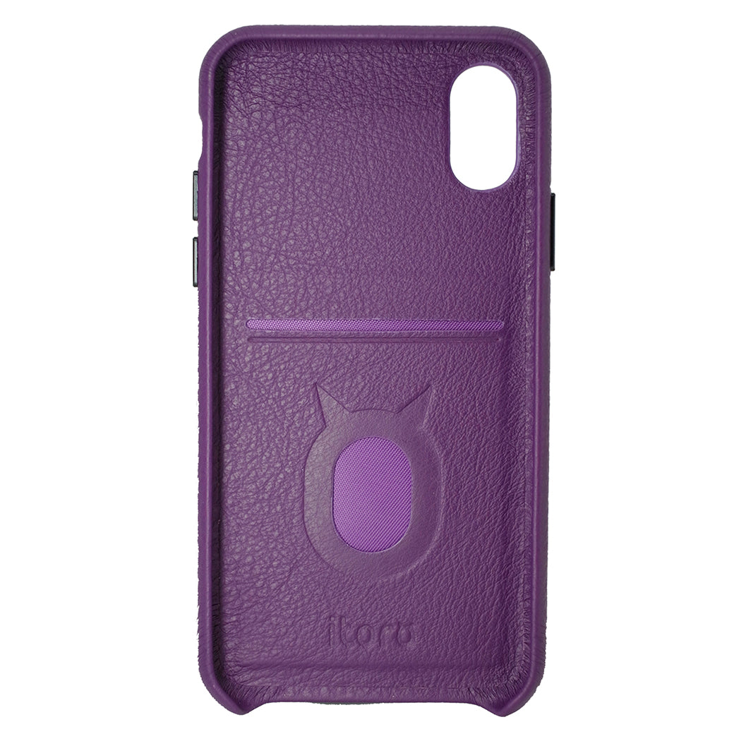 Gorgeous Ribbon Case_iPhone X Italian Leather Case - Violet&Gray