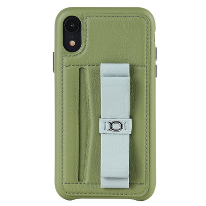 Gorgeous Ribbon Case_iPhone X Italian Leather Case - Green&Gray