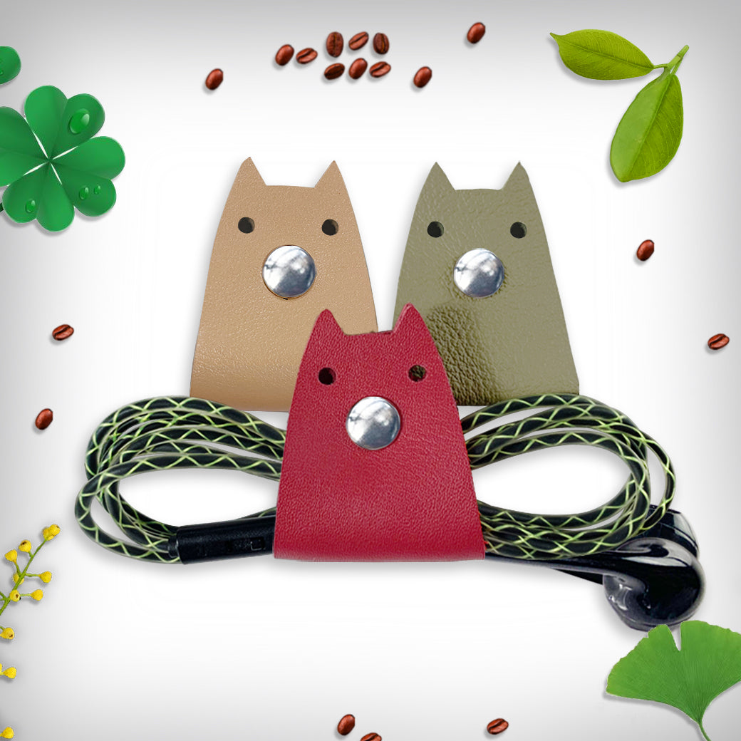 Doggy Genuine Leather Cable Holder Straps - Doggy Combo1