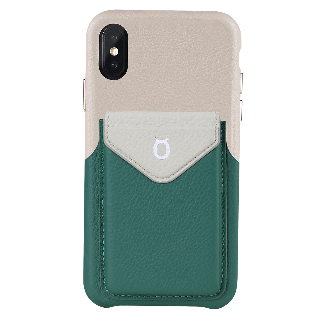 Cover & Go FX _ iPhone XS Max Italian Leather Case - Beige&Green