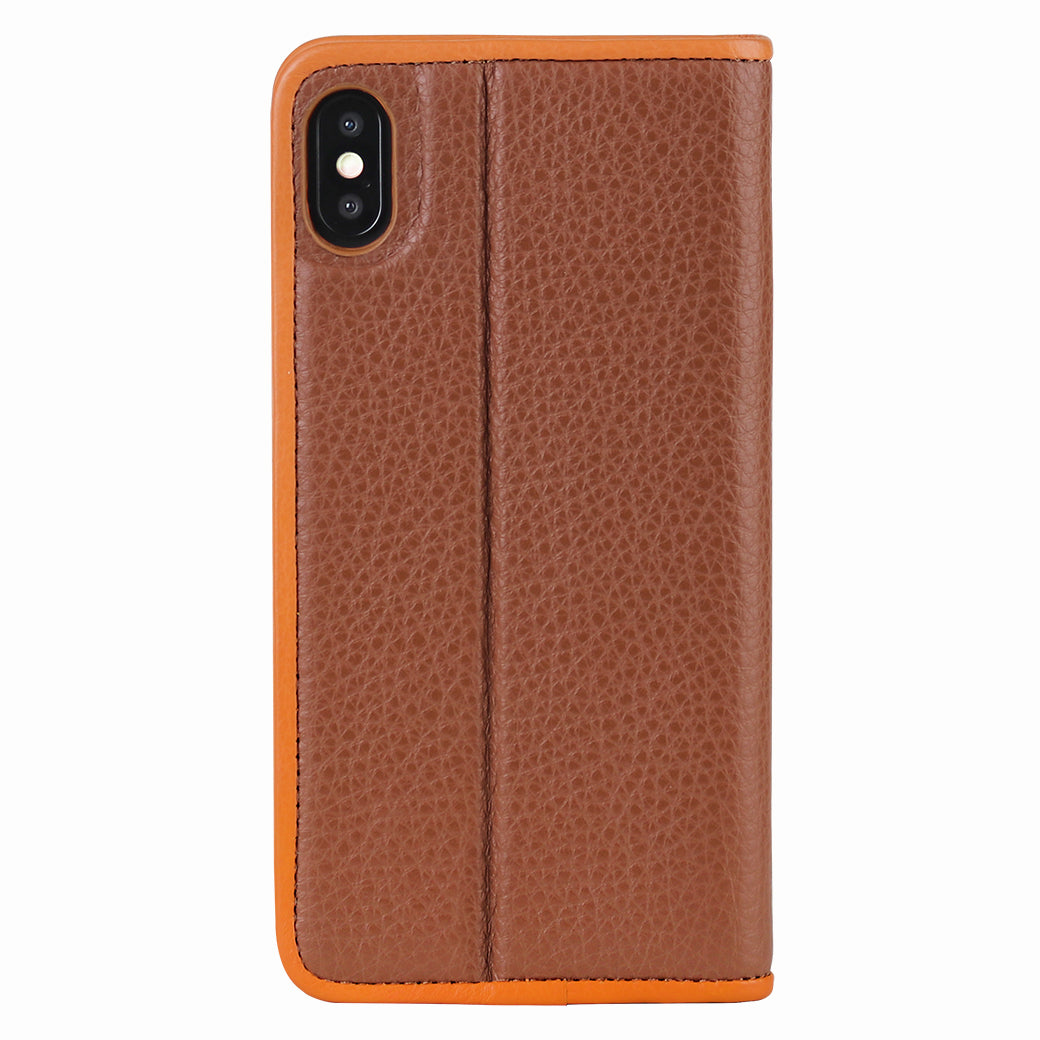 C. Edge Leather Folio_LUX_iPhone XS MAX Italian Leather Case - Folio Brown