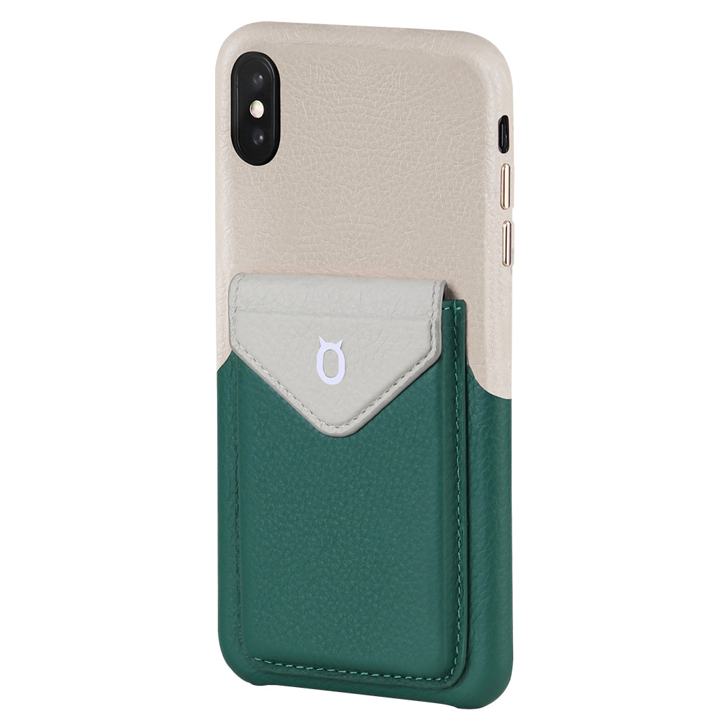 Cover & Go FX _ iPhone XR Italian Leather Case - Beige&Green