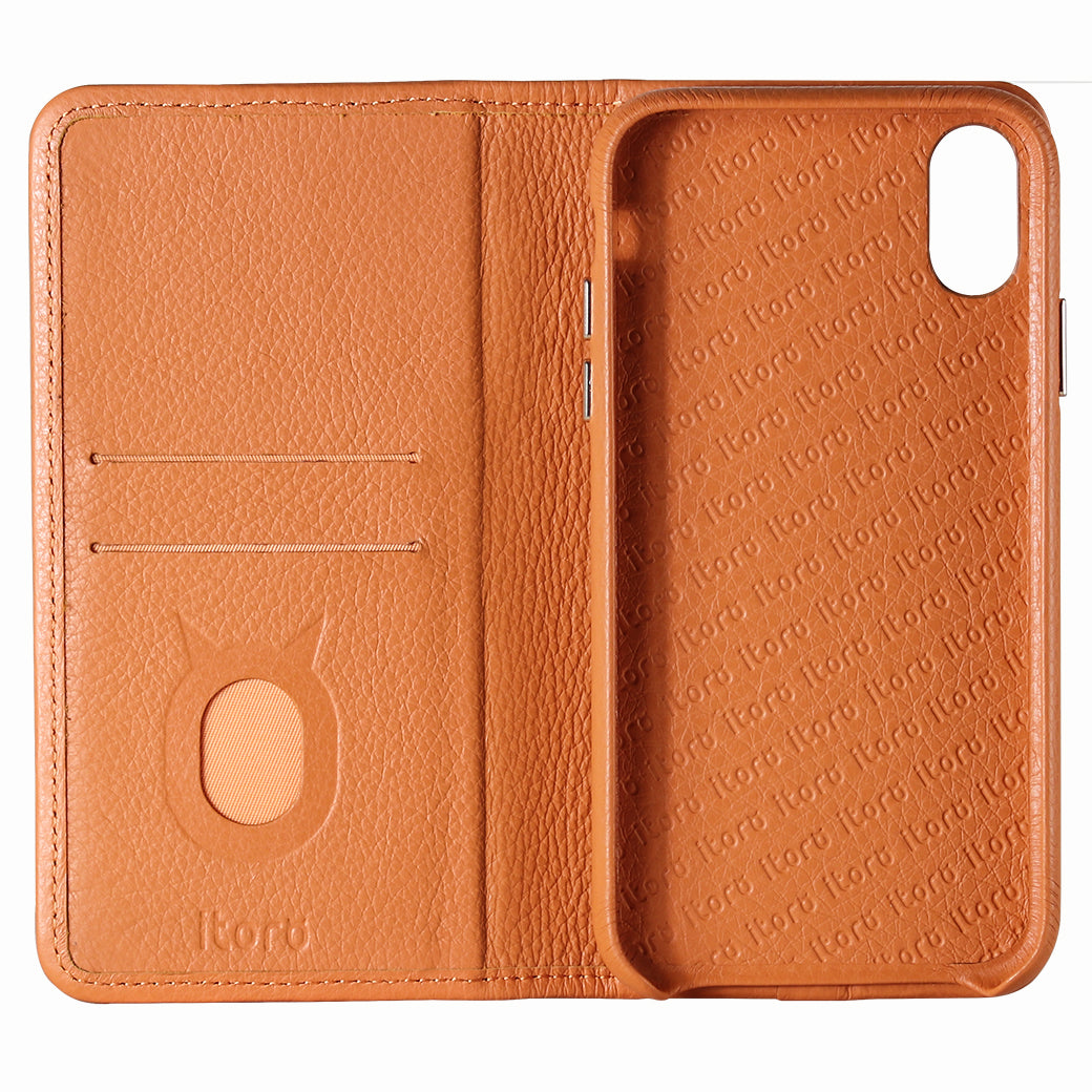 C. Edge Leather Folio_LUX_iPhone XS MAX Italian Leather Case - Folio Brown