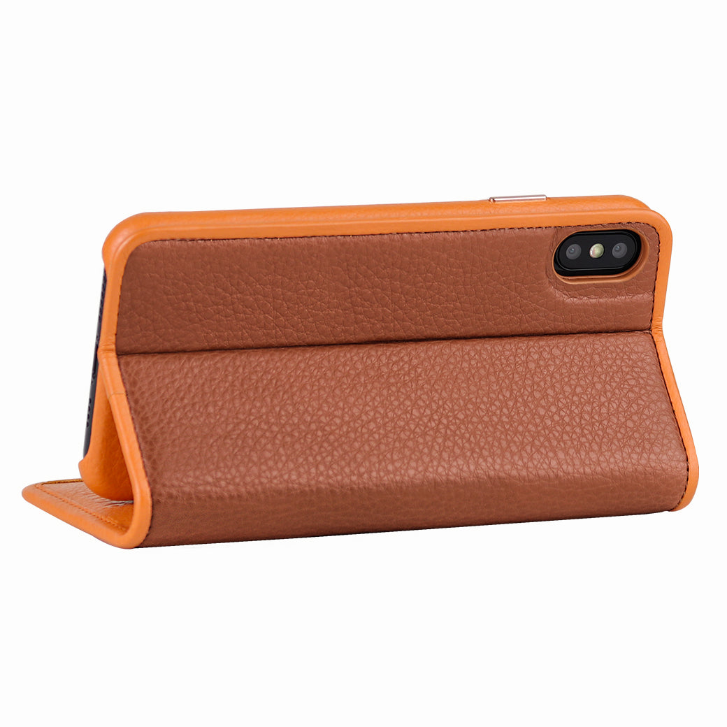 C. Edge Leather Folio_LUX_iPhone XR Italian Leather Case - Folio Brown