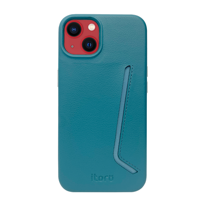 iPhone 13 Leather Case with Card Slot - Blue