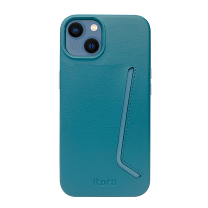 iPhone 13 Leather Case with Card Slot - Blue
