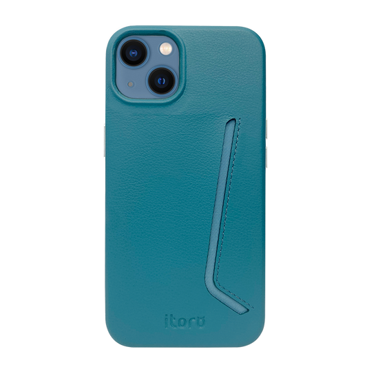 iPhone 13 Leather Case with Card Slot - Blue