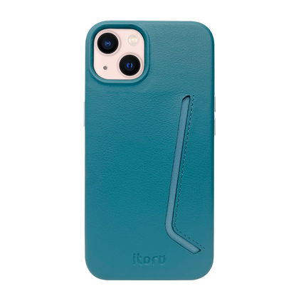 iPhone 13 Leather Case with Card Slot - Blue