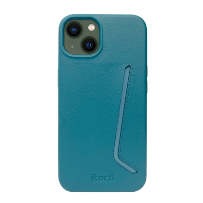 iPhone 13 Leather Case with Card Slot - Blue