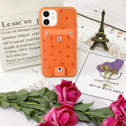 Ostrich detachable kickstand Wallets Leather Case iPhone 11 - Orange