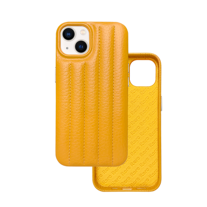 iPhone 13 Leather Case with Stitching Sponge - Yellow