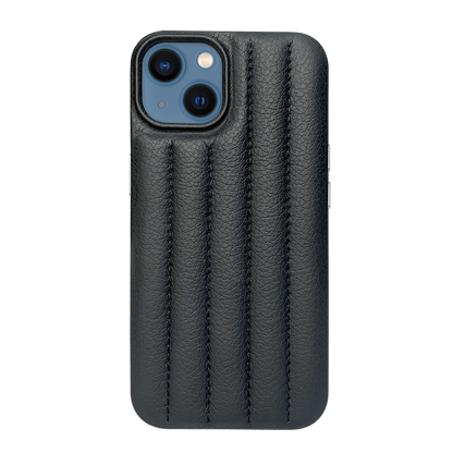 iPhone 13 Leather Case with Stitching Sponge - Black