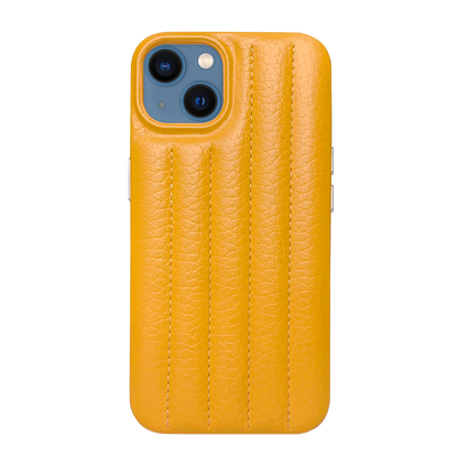 iPhone 13 Leather Case with Stitching Sponge - Yellow