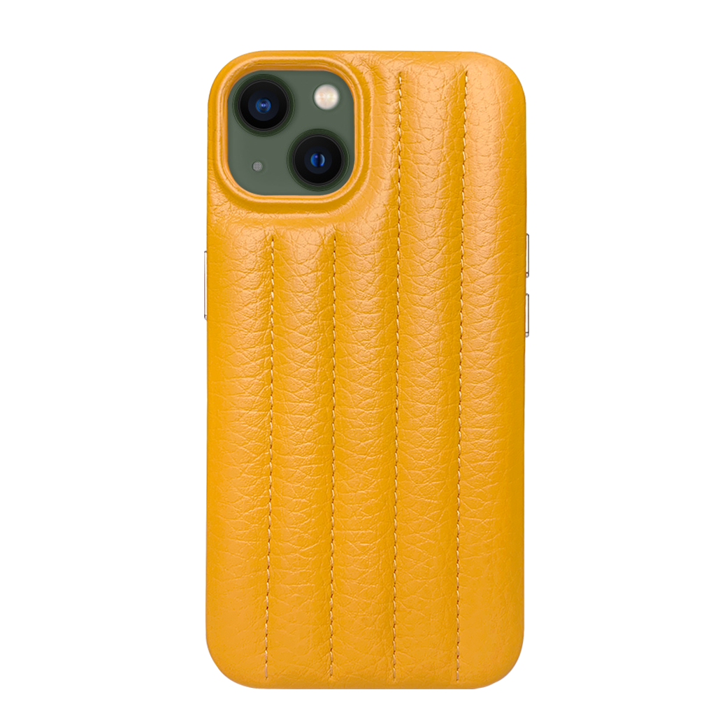 iPhone 13 Leather Case with Stitching Sponge - Yellow