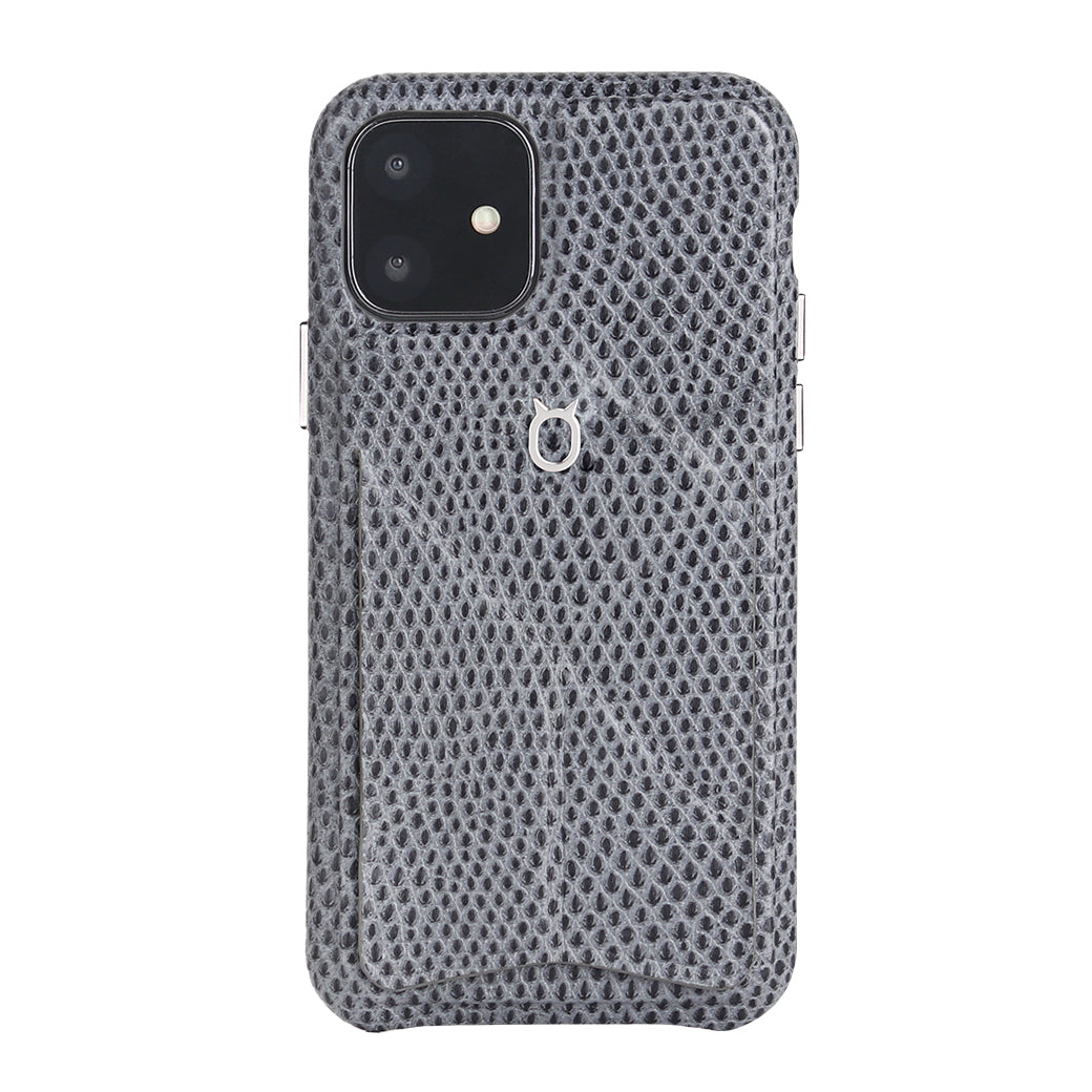 iPhone 11 Italian Lizard Leather Case with Multiple standing function - Black
