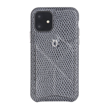 iPhone 11 Italian Lizard Leather Case with Multiple standing function - Black
