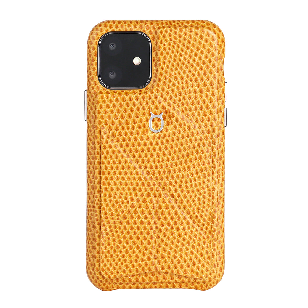 iPhone 11 Italian Lizard Leather Case with Multiple standing function - Orange