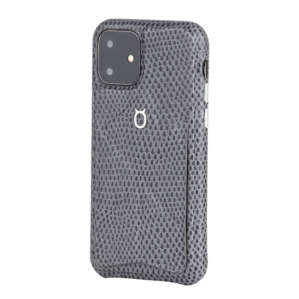 iPhone 11 Italian Lizard Leather Case with Multiple standing function - Black