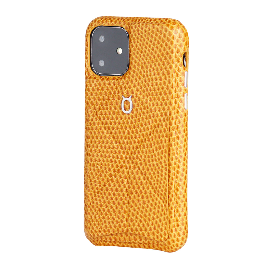 iPhone 11 Italian Lizard Leather Case with Multiple standing function - Orange