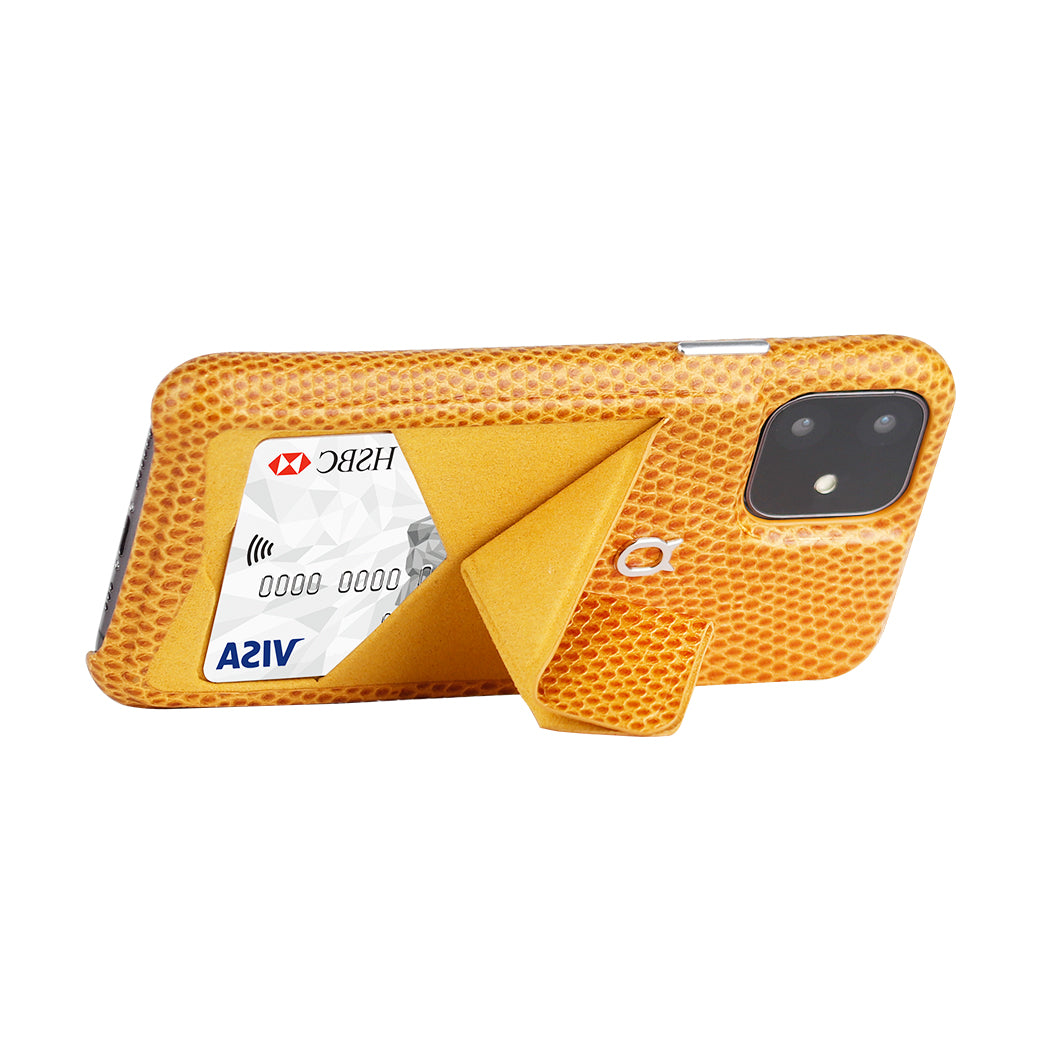 iPhone 11 Italian Lizard Leather Case with Multiple standing function - Orange
