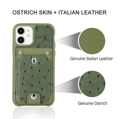 Ostrich detachable kickstand Wallets Leather Case iPhone 11 - Green