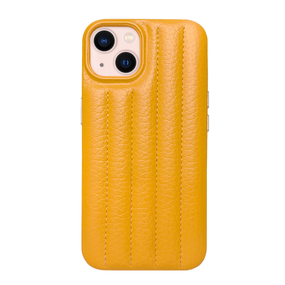 iPhone 13 Leather Case with Stitching Sponge - Yellow