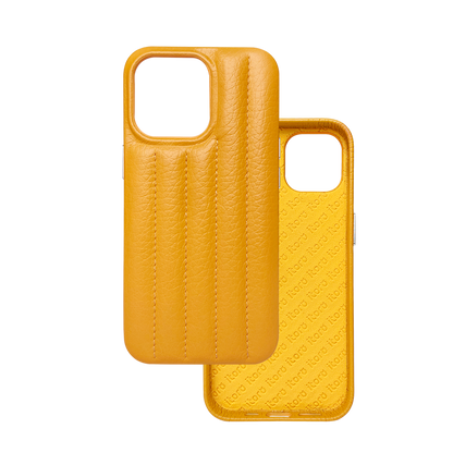 iPhone 13 Pro Max Leather Case with Stitching Sponge - Yellow