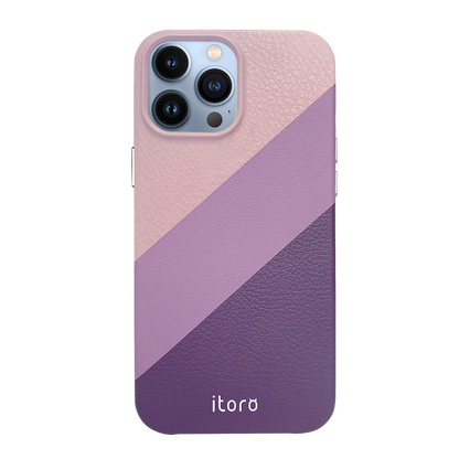 iPhone 13 Pro Gradient Splicing Italian Leather Case _ Purple