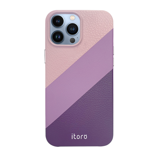 iPhone 13 Pro Max Gradient Splicing Italian Leather Case _ Purple