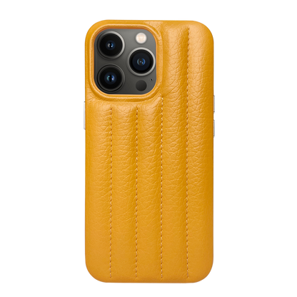 iPhone 13 Pro Leather Case with Stitching Sponge - Yellow