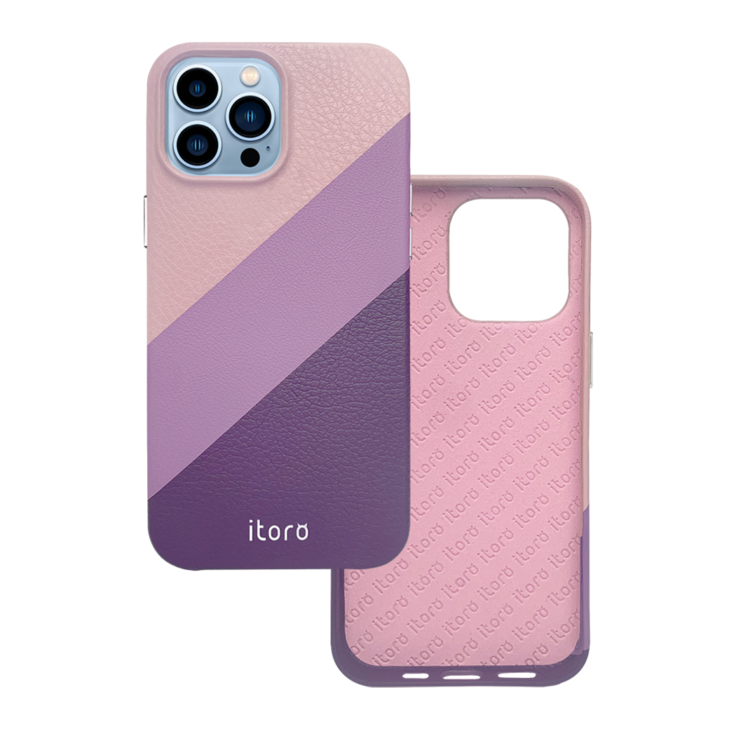 iPhone 13 Pro Gradient Splicing Italian Leather Case _ Purple