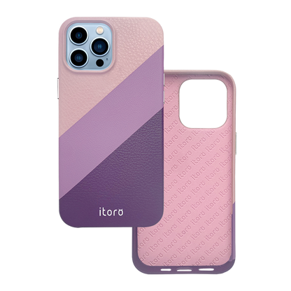 iPhone 13 Pro Max Gradient Splicing Italian Leather Case _ Purple