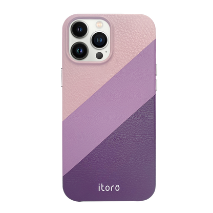 iPhone 13 Pro Gradient Splicing Italian Leather Case _ Purple