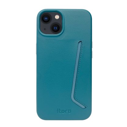 iPhone 13 Leather Case with Card Slot - Blue