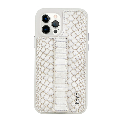 iPhone 12 Pro Max Italian Leather Case _ Snake Embossed Leather Bracket