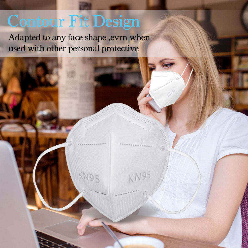 KN95 Face Mask, Disposable 5-Layer Breathing Masks, Great for Virus Protection, Earloop 5-Ply KN95 Face Mask