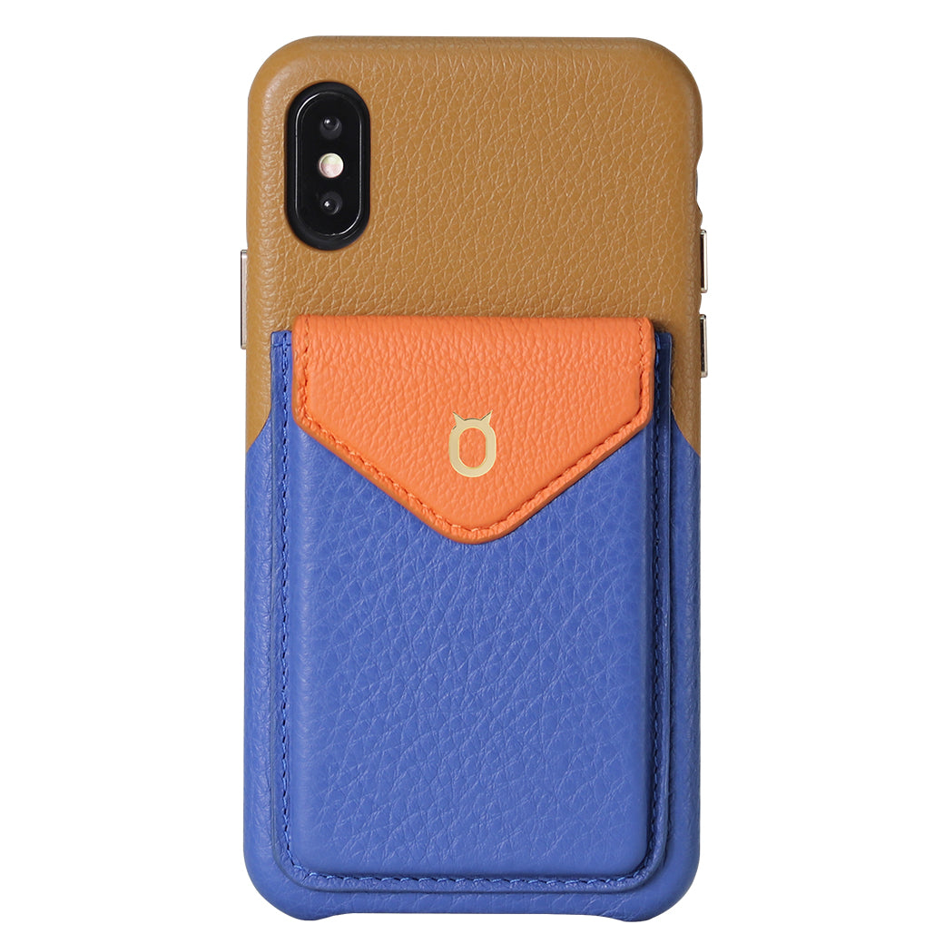 Cover & Go FX _ iPhone XS Max Italian Leather Case - Brown&Blue