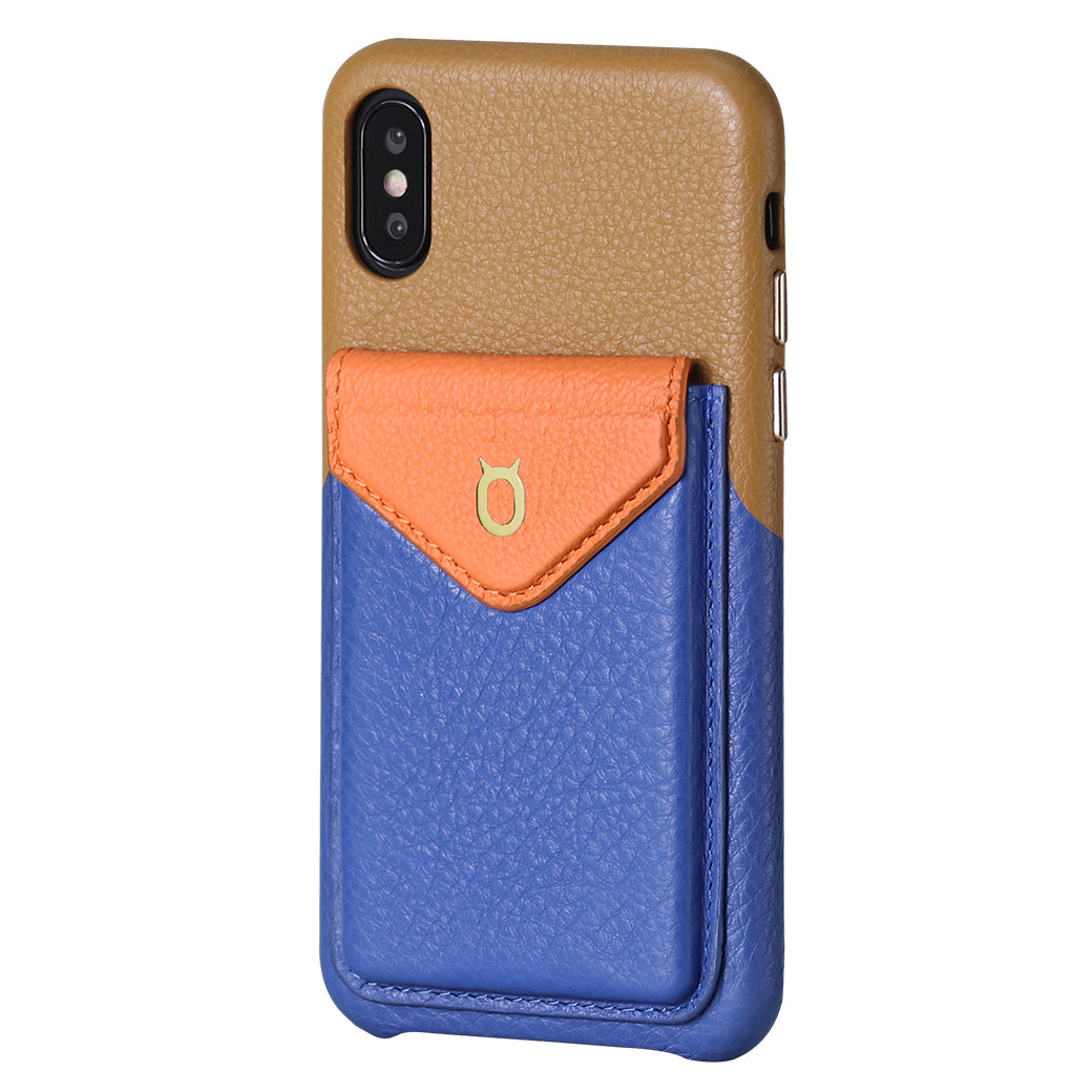 Cover & Go FX _ iPhone XS Max Italian Leather Case - Brown&Blue