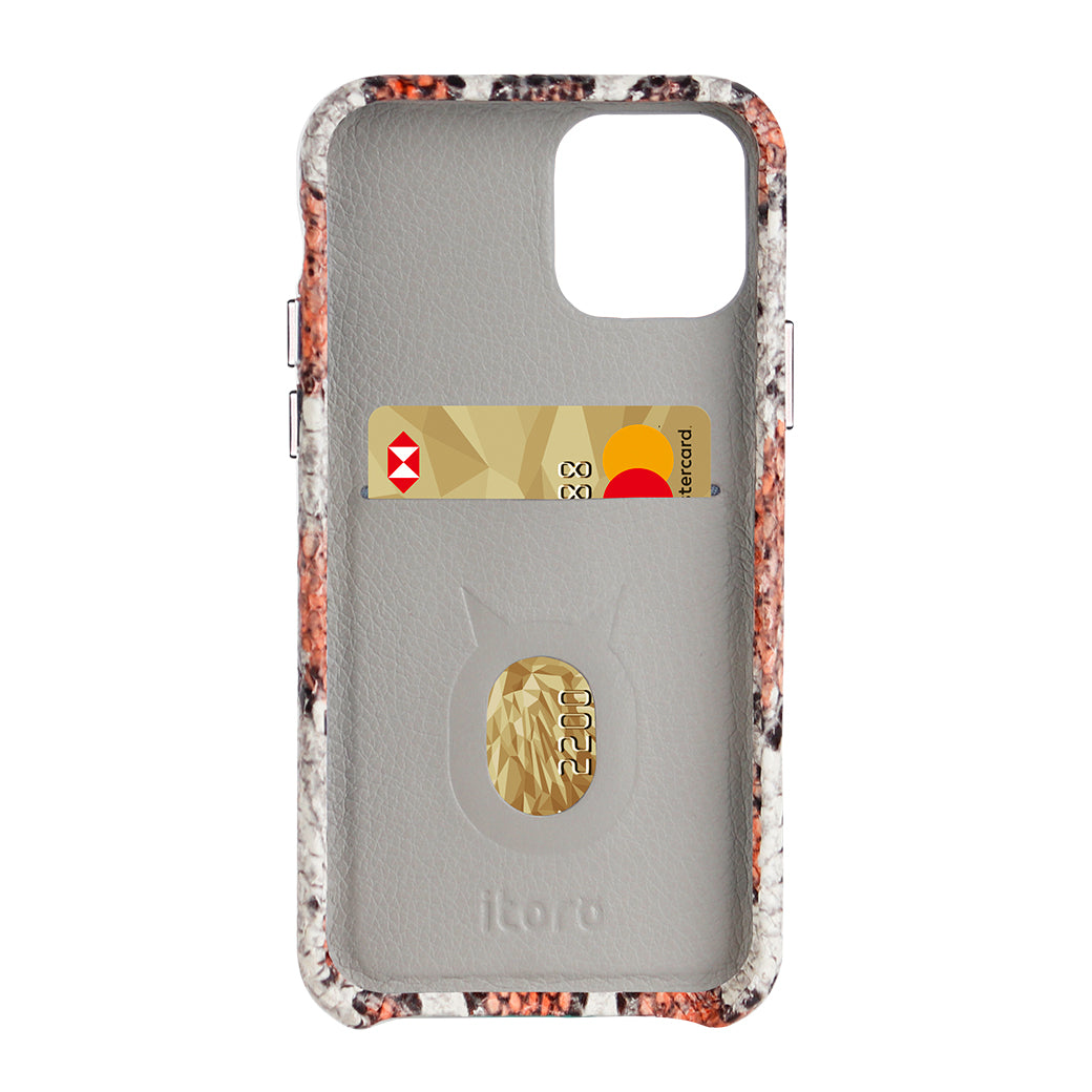 iPhone 11 Pro Max Italian Python Series Leather Case - Orange