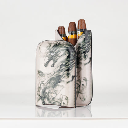 Classy Italian Premium Leather Dragon Design Cigar Case