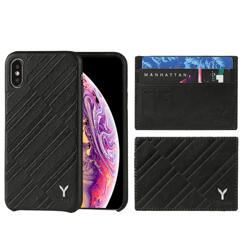 (GIFT SET) ITALY Embossed Leather All Wrapped Case with Credit Card Case iPhone Xs Max