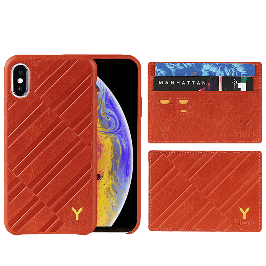 (GIFT SET) ITALY Embossed Leather All Wrapped Case with Credit Card Case iPhone Xs Max