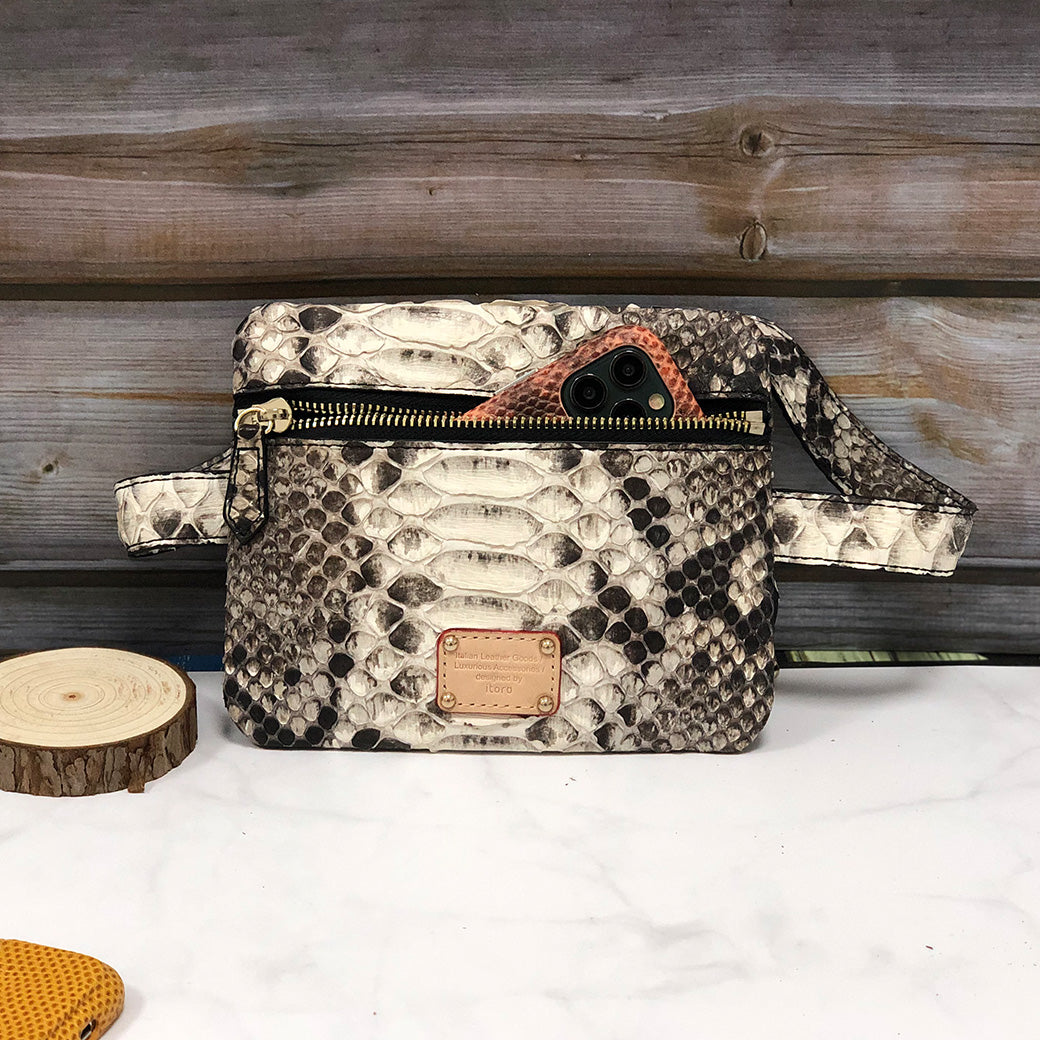 Limited Edition Genuine Python Skin Waist Bag / Diagonal Bag